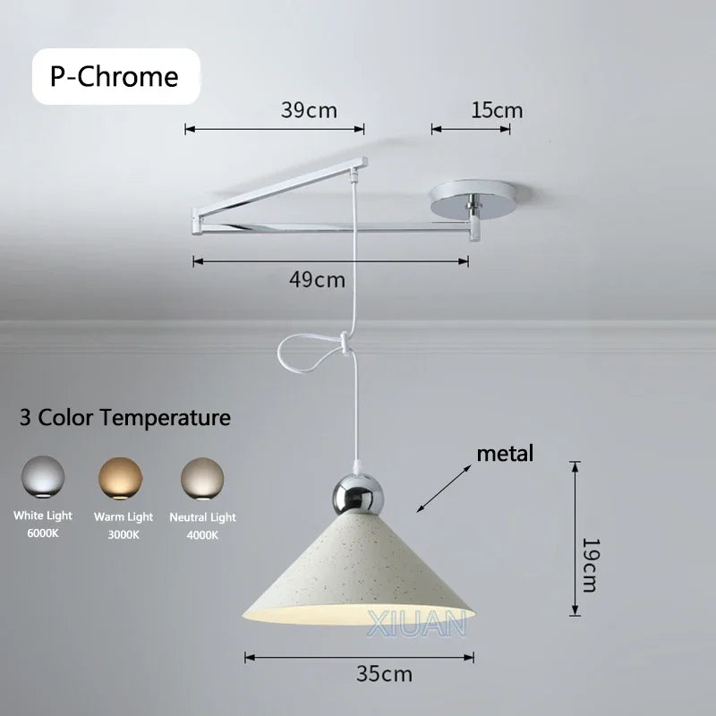 Afralia™ Modern Swing Arm Pendant Lamps PE Metal Sconces Dining Hanging Light