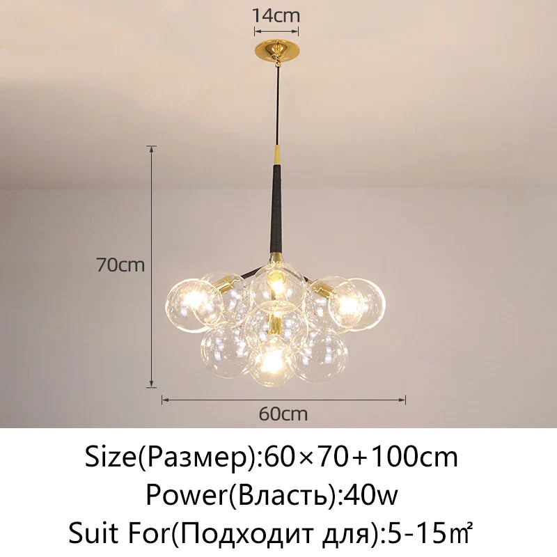 Nordic Glass Chandelier Ceiling Pendant Light by Afralia™. Luxe Home Decor Fixture for Living Room and Bedroom.