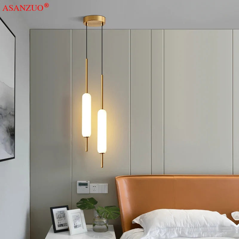 Afralia™ Nordic Style Double Head Glass Pendant Light for Bedroom and Dining Room