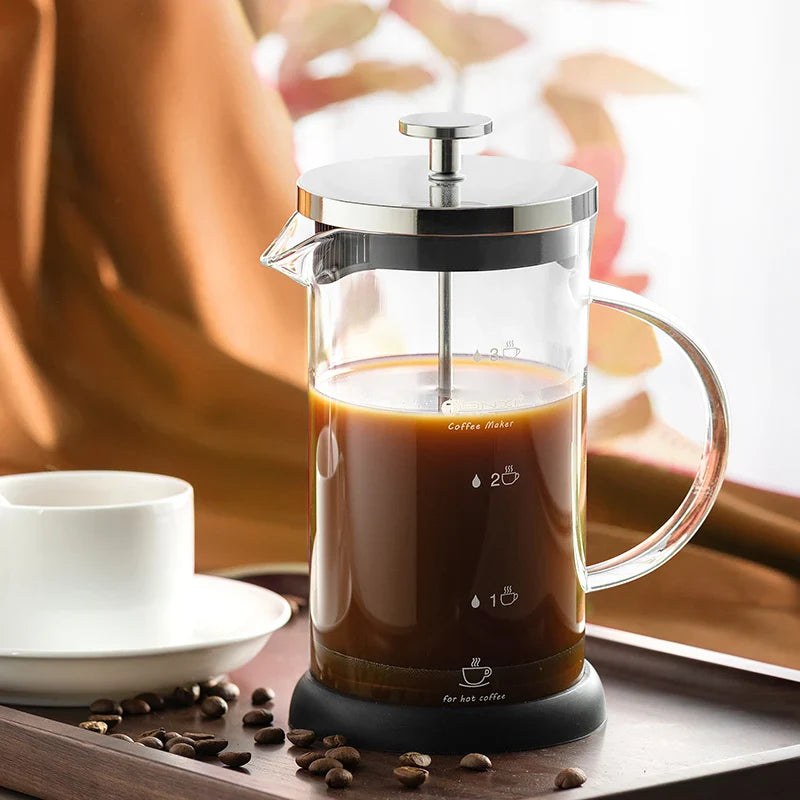 Afralia™ Stainless Steel Glass French Press Coffee Maker Pot Multifunctional Hand Punch