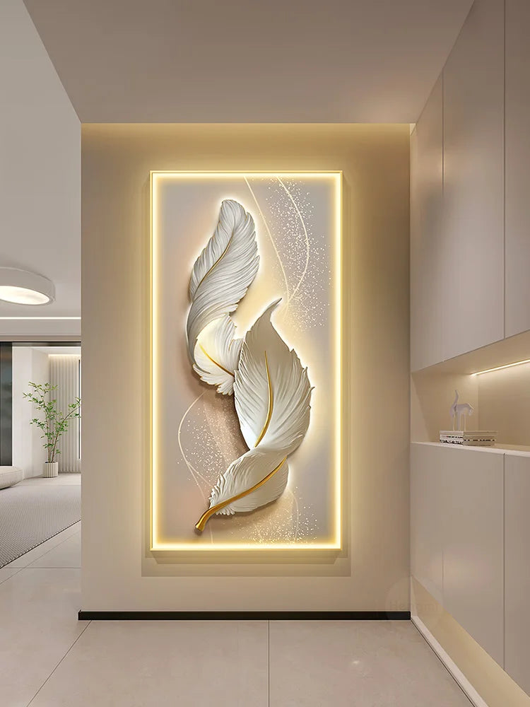 Afralia™ Feather Hanging LED Wall Lamp for Home Decor