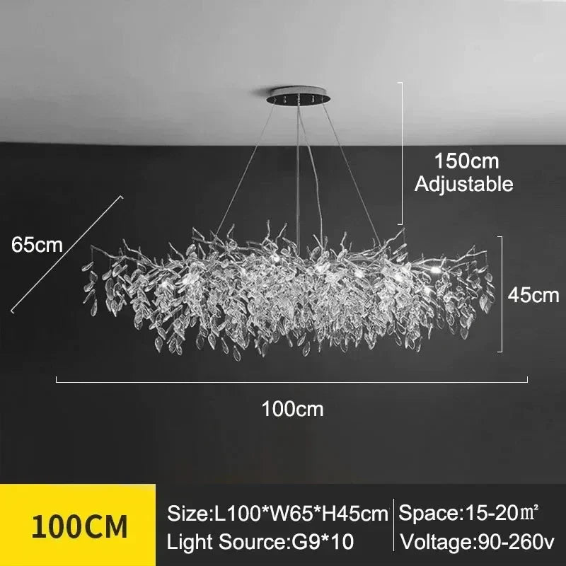 Afralia™ Crystal Branches Ceiling Chandelier LED Pendant Lights for Living Dining Bedroom