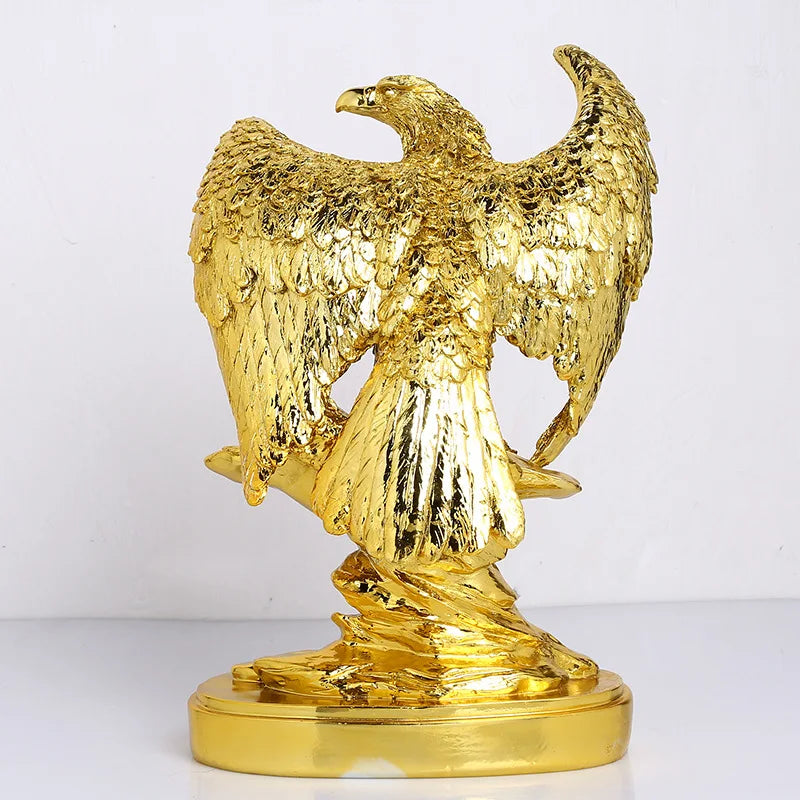 Afralia™ Golden Eagle Wings Spread Resin Statue Home & Office Decor Art Craft