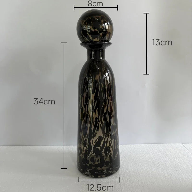 Afralia™ Leopard Texture Glass Vase: Modern Floral Vase for Chic Room Decor