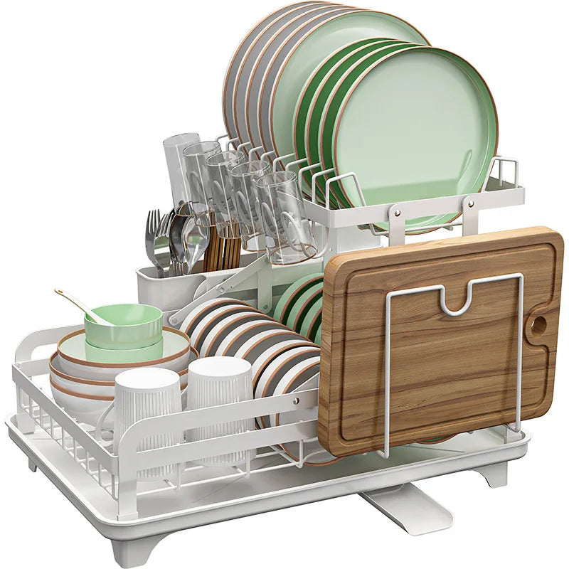 Afralia™ Kitchen Bowl Rack & Utensil Holder with Drainboard and Knife Slots