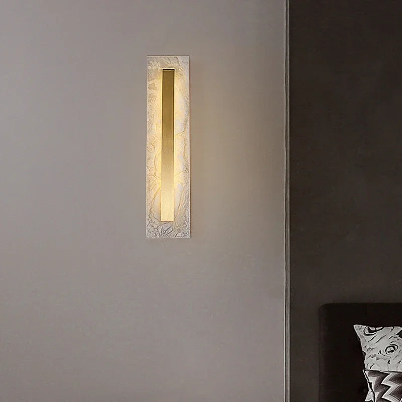 Afralia™ Gold Marble Living Room LED Wall Lamp