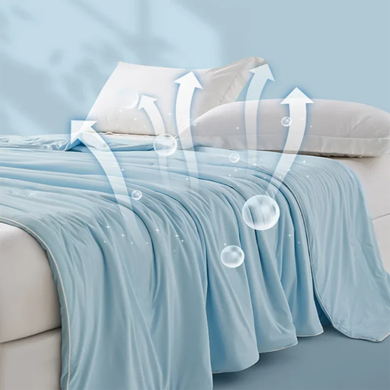 Afralia™ Silky Summer Cooling Blanket - Breathable Solid Color Quilted Comforter for Single Double Bed
