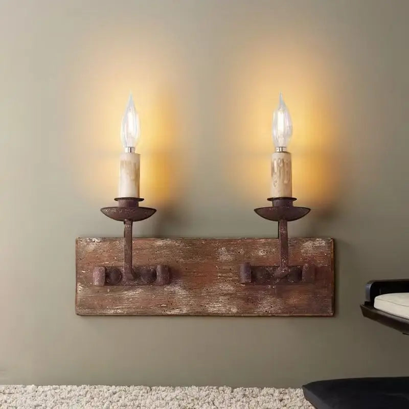 Afralia™ Country Retro Wall Light Solid Wood for Bedroom Living Room, Creative Lighting