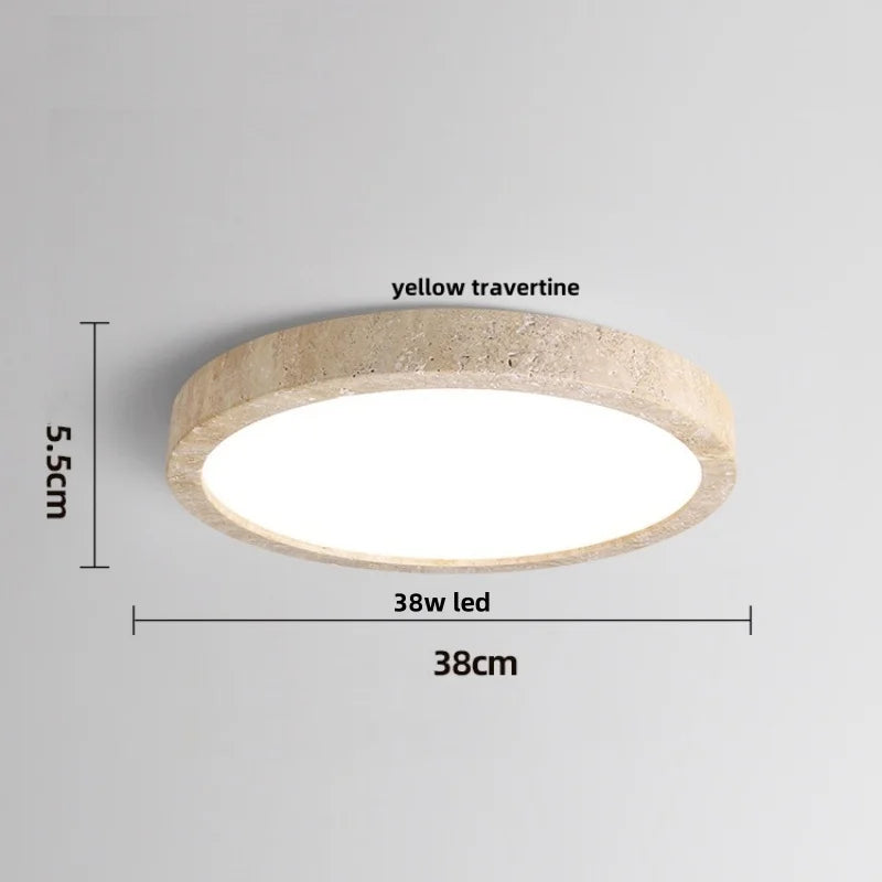 Afralia™ Wabi Sabi LED Ceiling Lamp Yellow Travertine Stone Hanging Lights