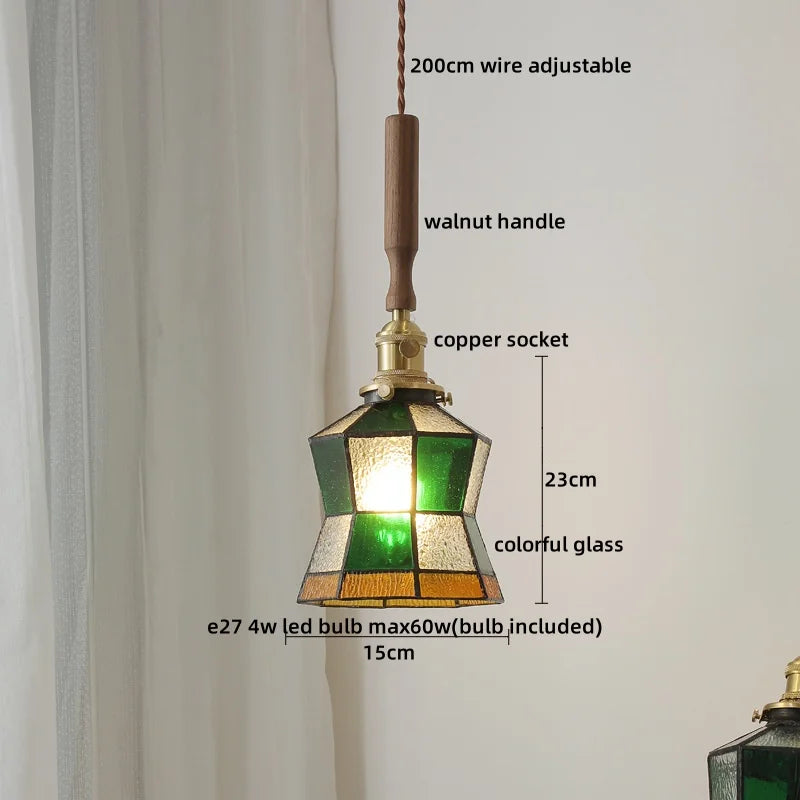 Afralia™ LED Walnut Copper Pendant Light with Knob Switch - Modern Style Lighting Fixtures