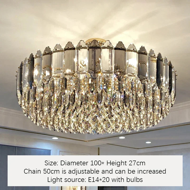 Afralia™ Crystal Chandelier: Modern Luxury LED Lighting for Living Room, Kitchen, and Dining Area