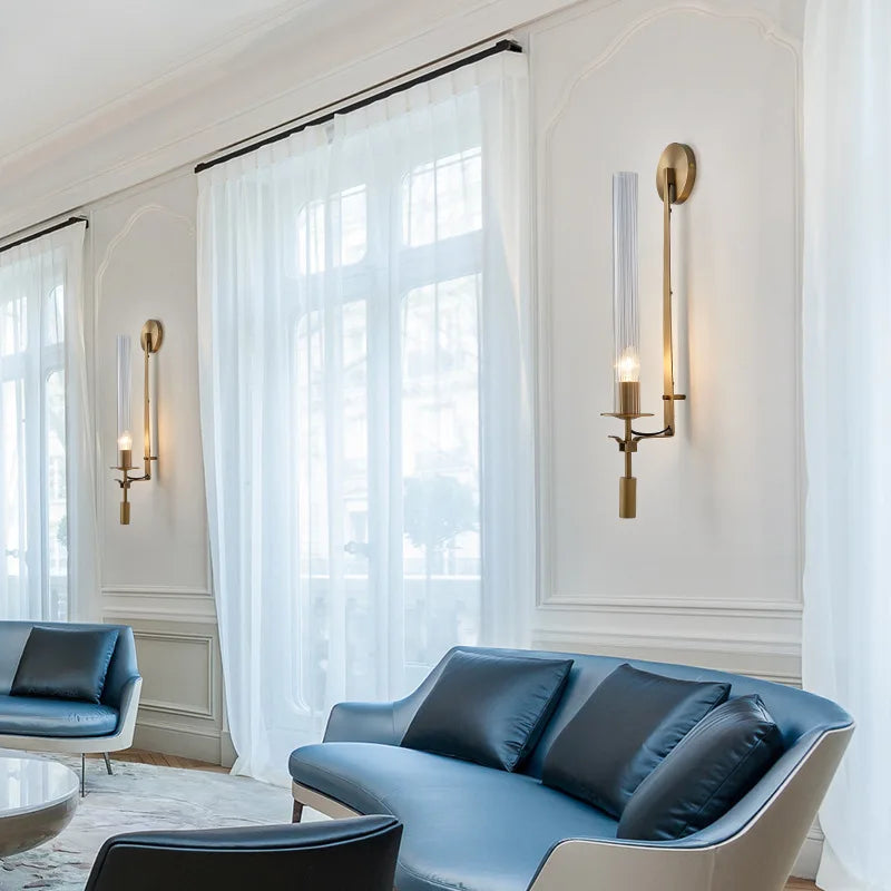 Afralia™ Nordic Iron Glass LED Wall Sconce Lamp for Luxury Living Room Bedroom Lighting