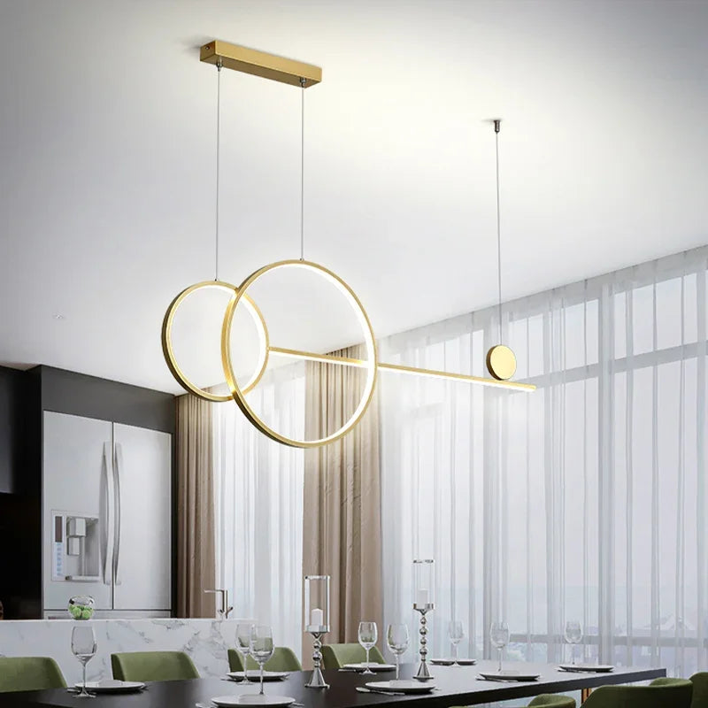 Afralia™ Metal Line Pendant Light Fixture for Modern Minimalist Dining Room and Kitchen