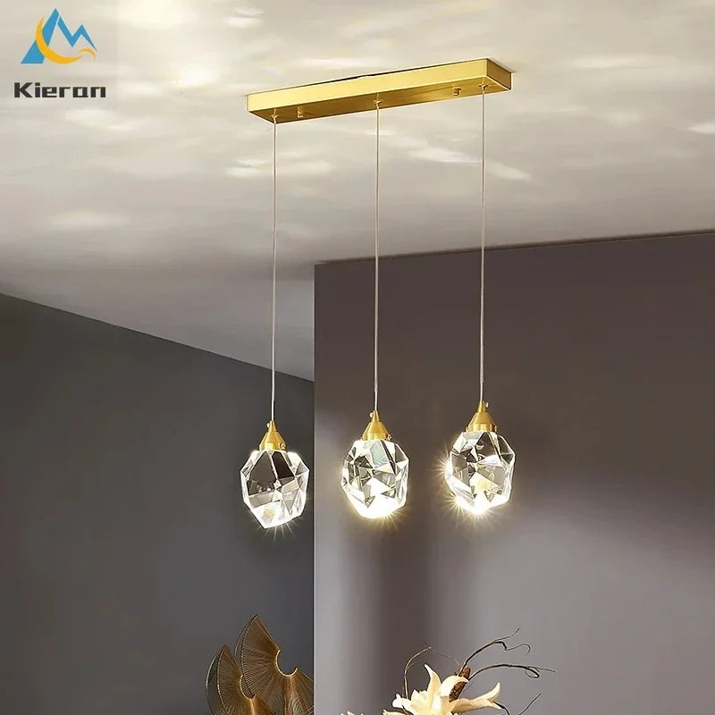 Afralia™ Nordic Crystal LED Pendant Light for Modern Living Room Decor