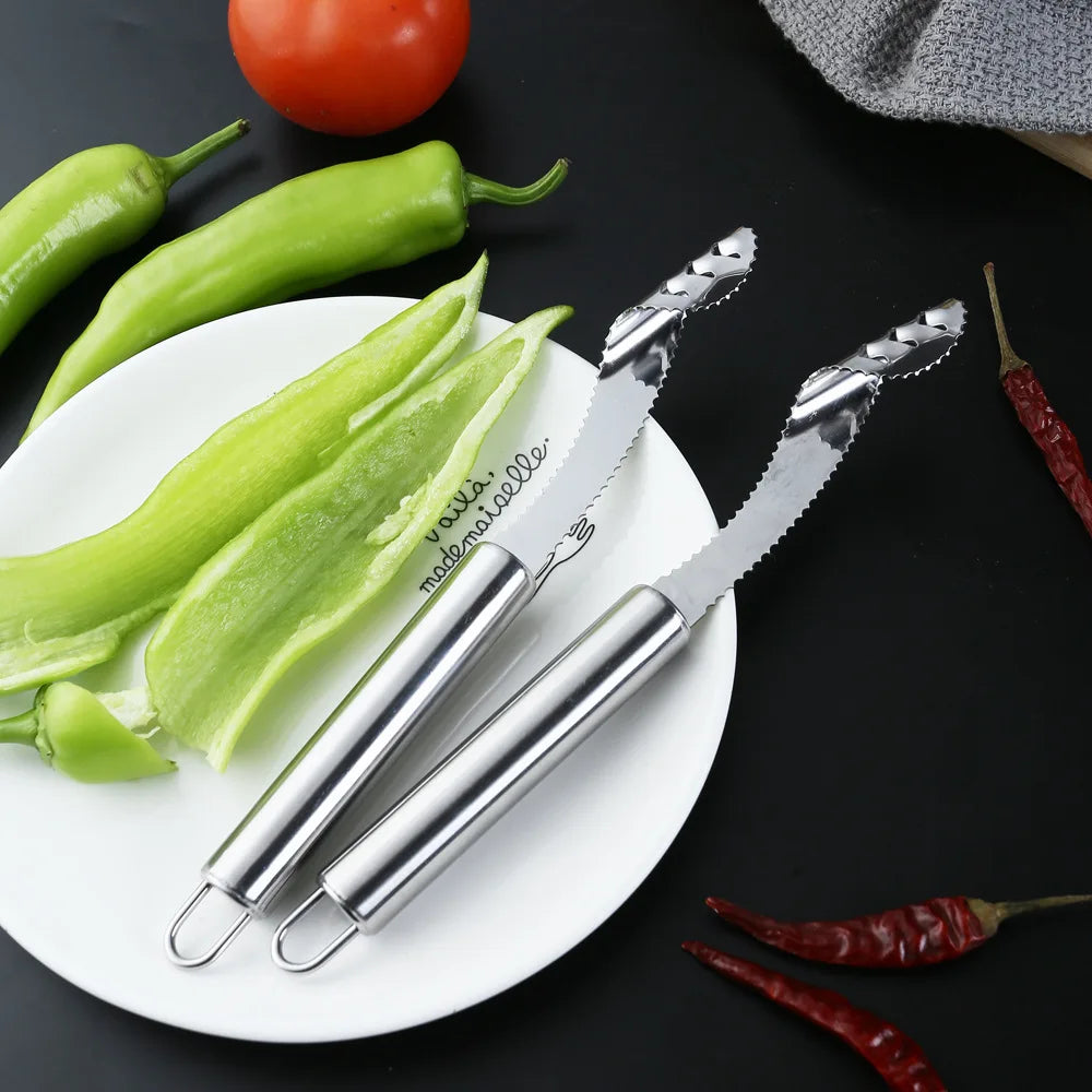 Afralia™ Pepper Corer Knife: Seed Remover Cutter Kitchen Gadget for Bitter Melon, Cucumber, Chili