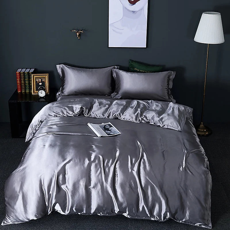 Afralia™ King Size Silk-Blend Duvet Cover Set with Pillowcases