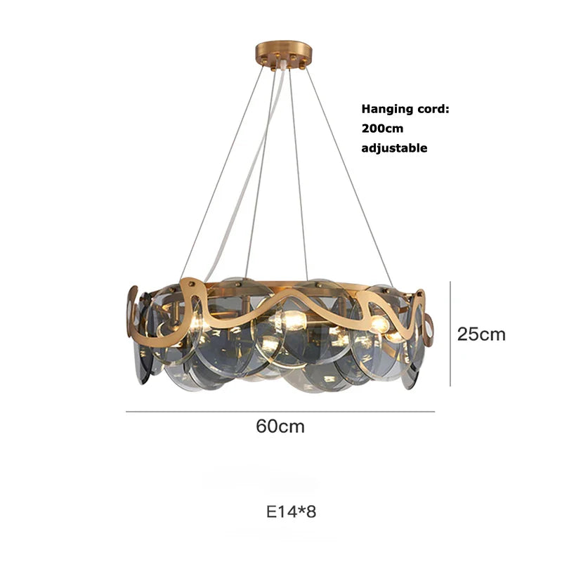 Afralia™ Gold Glass LED Chandelier Lighting for Modern Nordic Living Room Decor