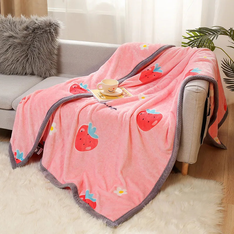 Afralia™ Cartoon Flannel Blanket: Soft & Skin-Friendly for Summer & Autumn Beds.