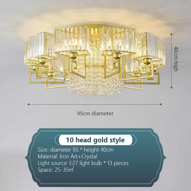 Afralia™ Luxury Crystal Ceiling Light for Living Room, Bedroom, Dining - Modern and Simple