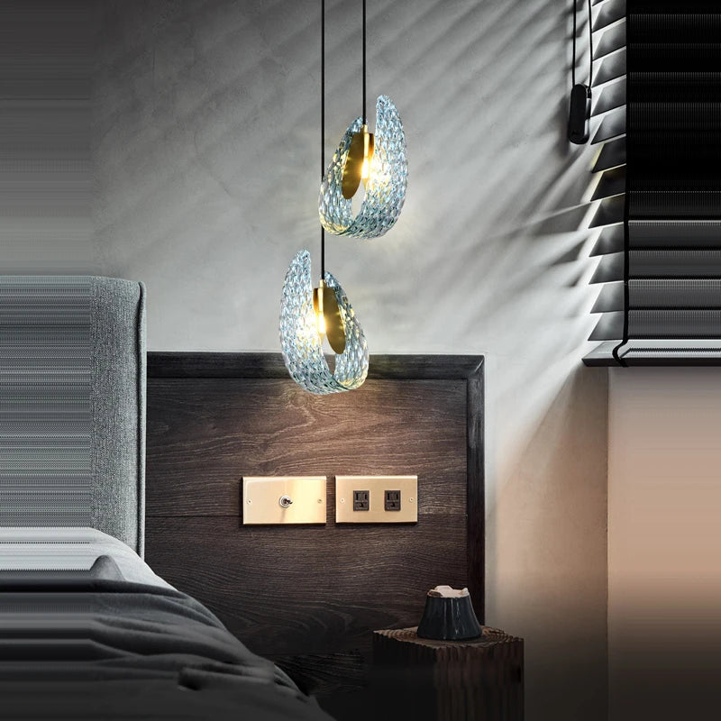 Afralia™ Blue Queen Crystal Glass Ceiling Chandelier for Bedroom