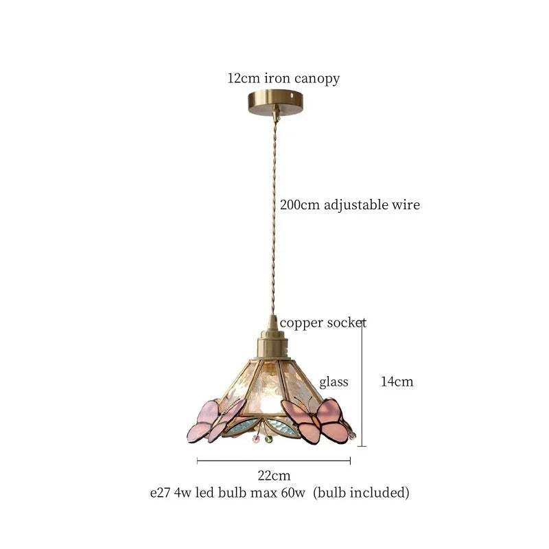 Afralia™ Butterfly Glass LED Pendant Light for Bedroom and Living Room