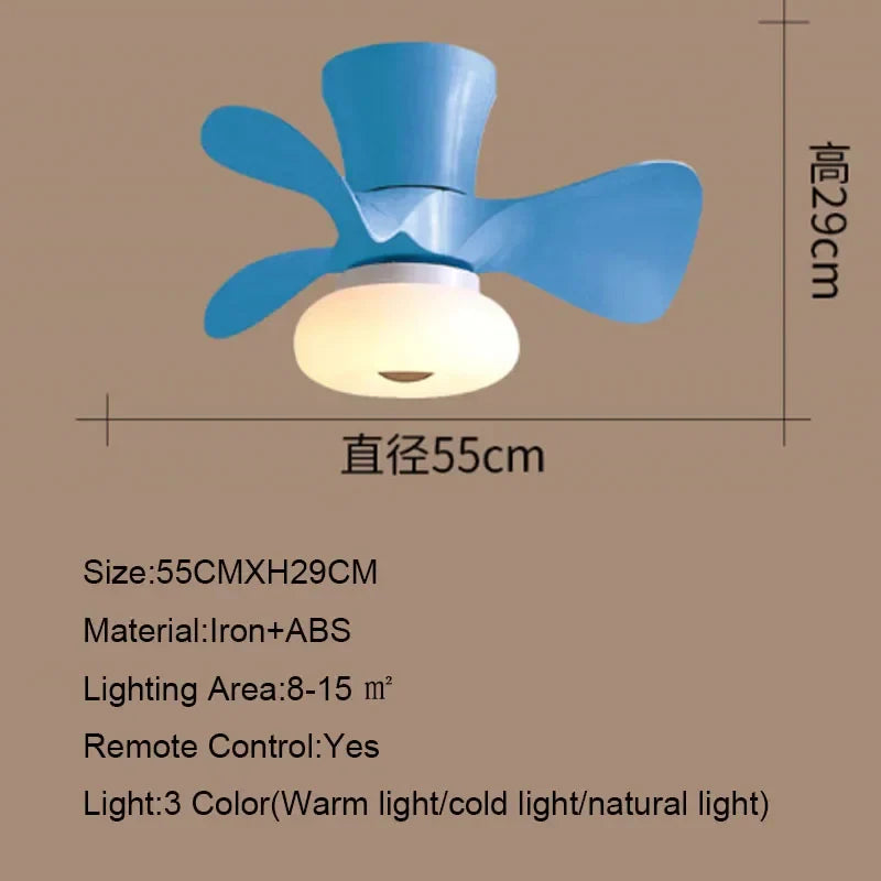 Afralia™ 22 Inch Smart Ceiling Fans with Wood Color and Colorful Light