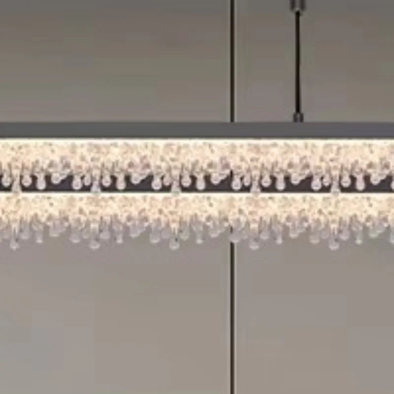 Afralia™ Black Crystal Ceiling Pendant LED Chandelier for Modern Living Room Decor