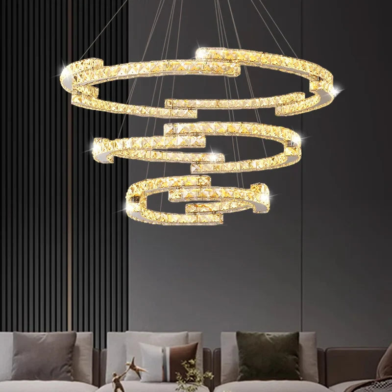 Afralia™ Circular Crystal Pendant Light Chandelier for Living Room