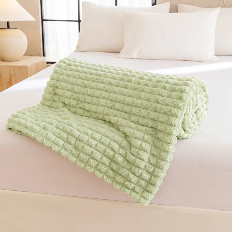 Afralia™ Nordic Flannel Checkered Blanket, Soft Queen King Size Sofa Decoration