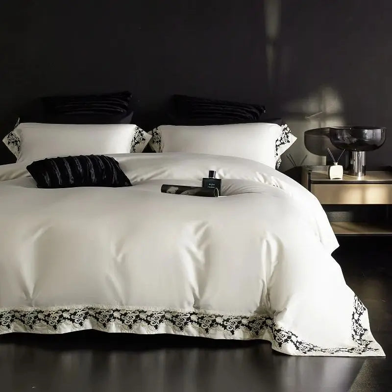 Afralia™ Luxury Embroidery Bedding Set: Soft, Silky, Breathable 4Pcs Set