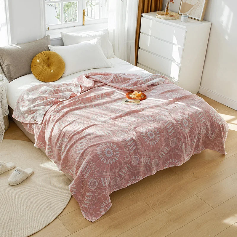 Afralia™ Nordic Cotton Gauze Throw Blanket for Sofa Bed, Boho Style Comforter Plaid