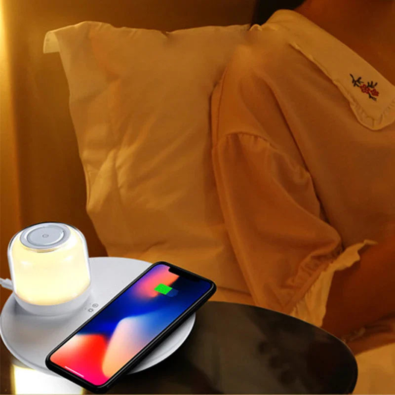 Afralia™ LED Light Wireless Charger Table Lamp for iPhone Samsung Huawei - Wireless Charging Pad