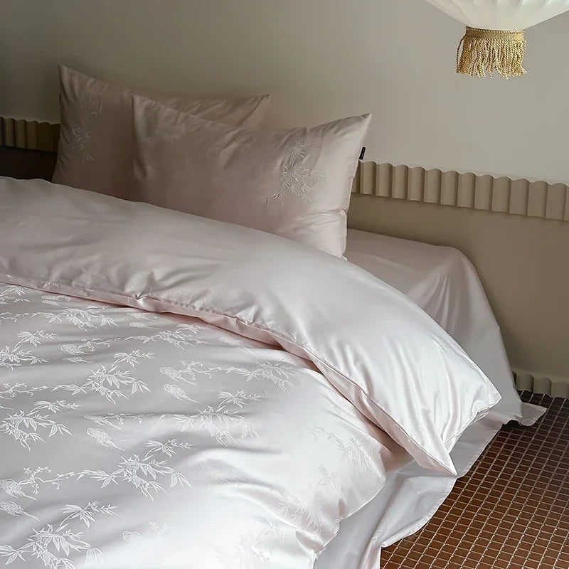 Afralia™ Chinese Style 100% Cotton Jacquard Duvet Cover Set - Luxury Queen Bedding