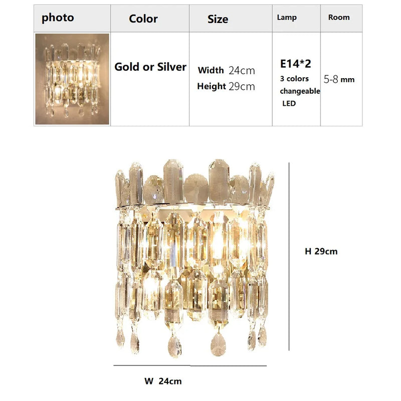 Afralia™ Modern Chrome Crystal Wall Sconce for Home Decor Lighting