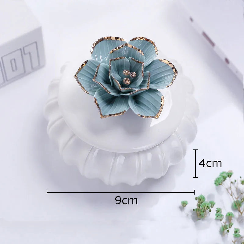 Afralia™ Rose Flower Ceramic Tea Canister Candy Pot Storage Jar