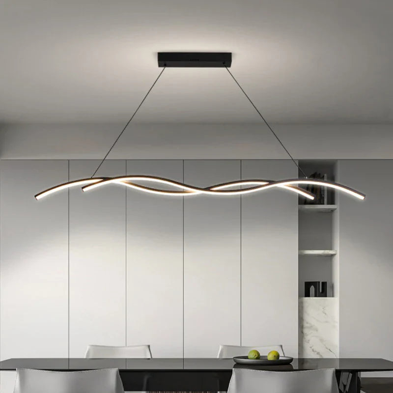 Afralia™ Wave LED Pendant Lights: Modern Chandeliers for Dining Room, Bar, and Home Decor