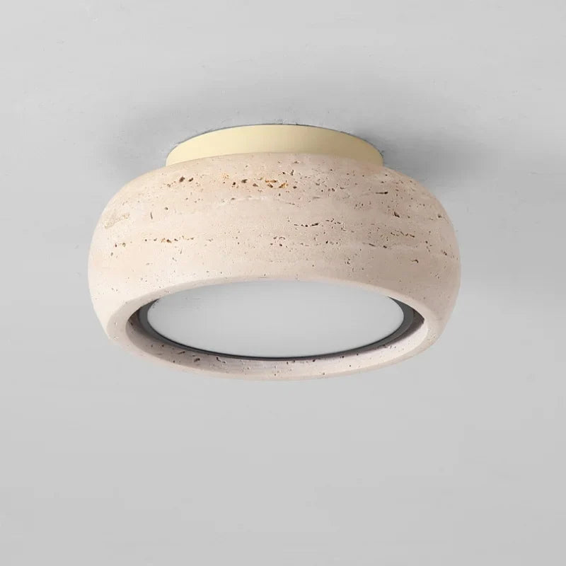 Afralia™ Round LED Ceiling Lamp Yellow Travertine Indoor Flush Mount Light