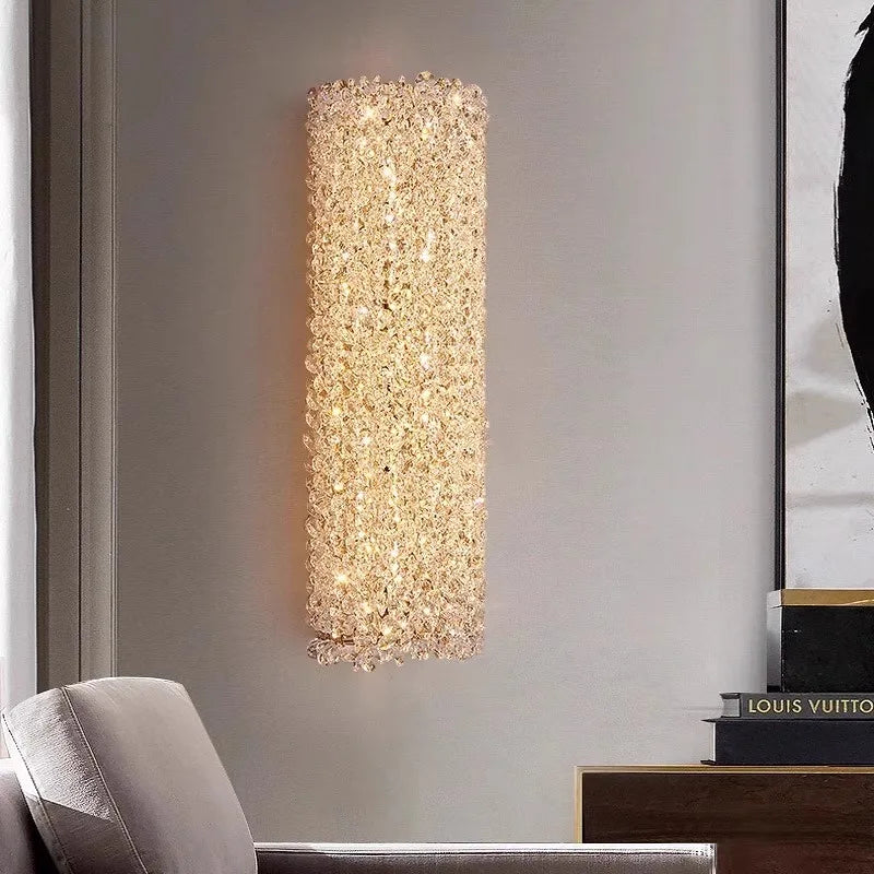 Afralia™ Crystal Beads Wall Lamp LED Light Fixture for Home Decor & Living Room