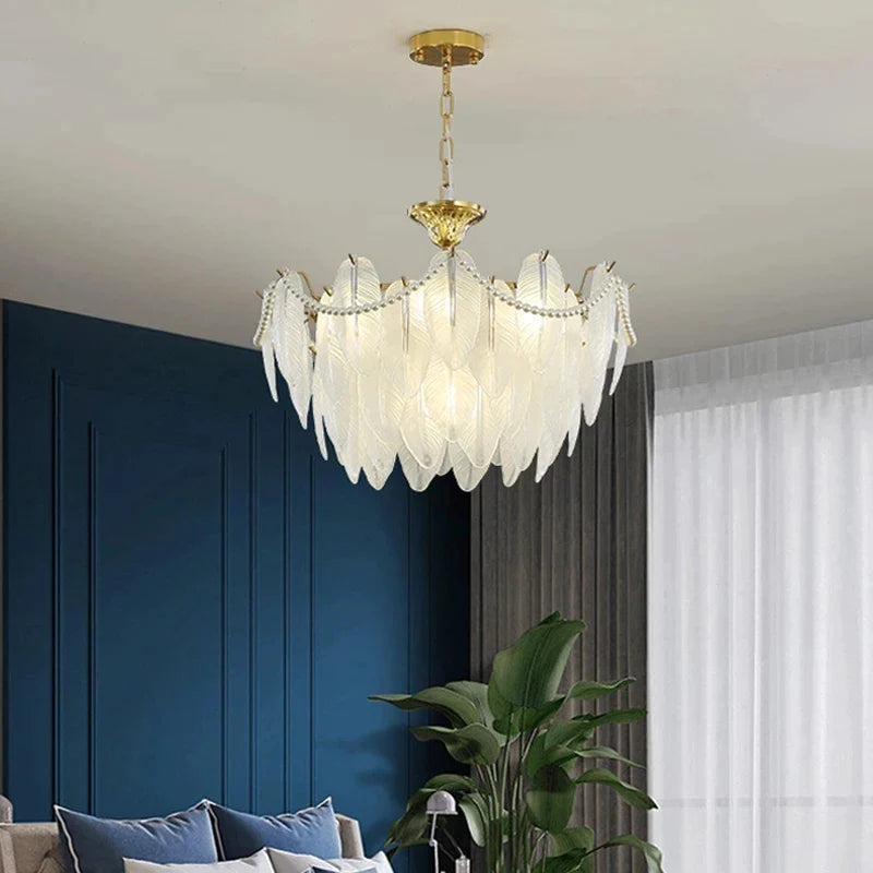 Afralia™ Glass Chandelier Crystal Pendant Lamp Luxury Ceiling Fixture