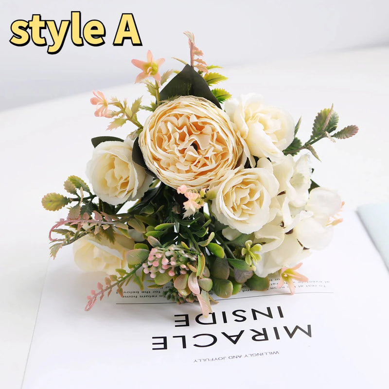 Afralia™ Peony Tea Rose Autumn Silk Flowers for Home Wedding Decoration