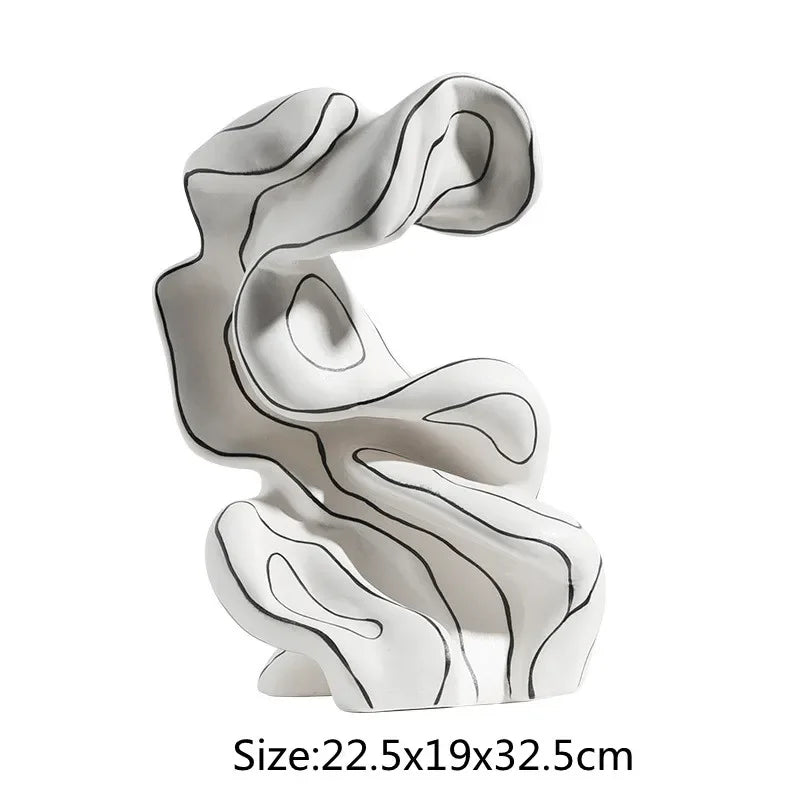Afralia™ Ceramic Curl Sculpture Decor Modern Porcelain Figurine Room Decoration