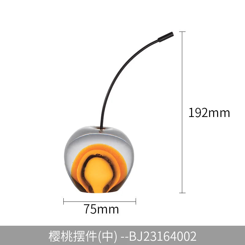 Afralia™ Crystal Cherry Sculpture - Clear Cherry Decorative Figurine