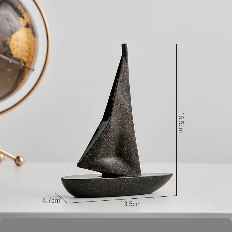 Afralia™ Sailboat Resin Sculpture Desk Decoration Modern Artwork Ornaments Glass Crafts