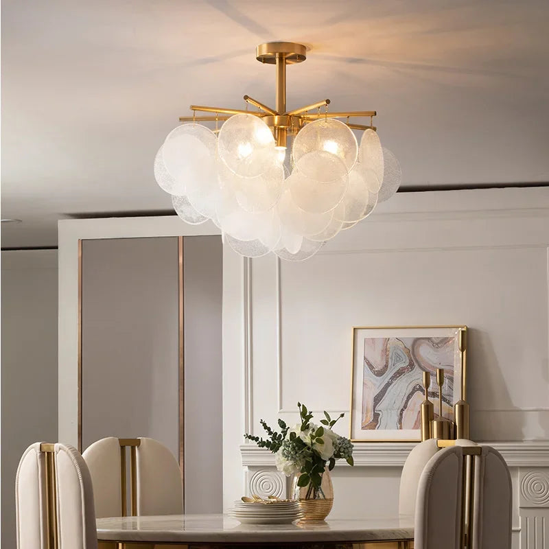 Afralia™ Shell Shape Glass Chandelier Ceiling Lamp - Modern Nordic Style Pendant Light