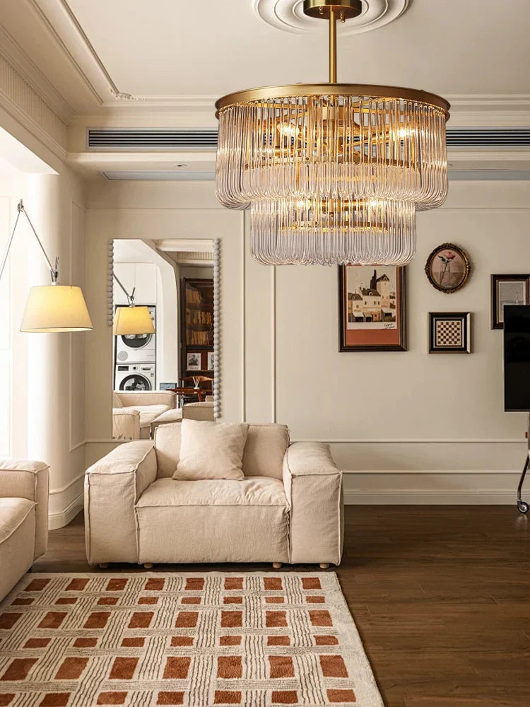 Afralia™ Brass Glass Bar Chandelier 2025: Minimalist Luxury Hanglamp for Living Room