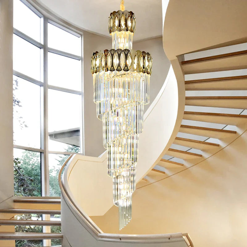 Afralia™ Villa Stair Chandelier: Luxury Post-modern Pendant Light for Hotel Lobby