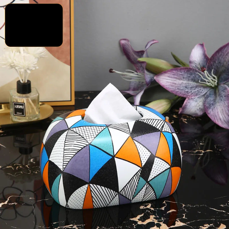 Blue and White Porcelain Tissue Box by Afralia™: Ceramic Desk Decor & Paper Towel Case