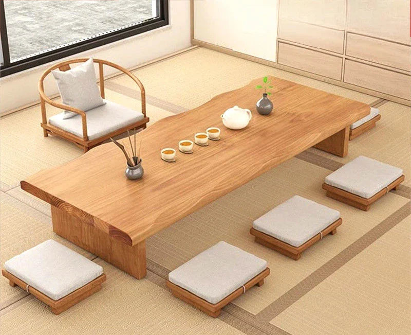 Afralia™ Modern Chinese Tea Table Set: Solid Wood, Piano Design, Zen Low Stool