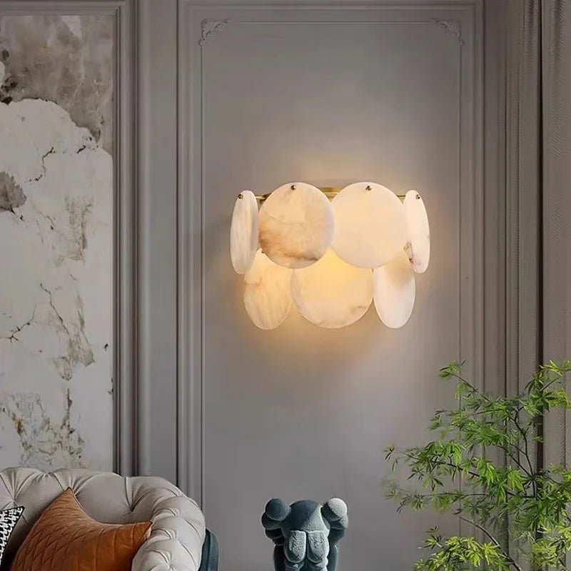 Afralia™ Round Marble Wall Sconce Lamps for Luxury Home Decor