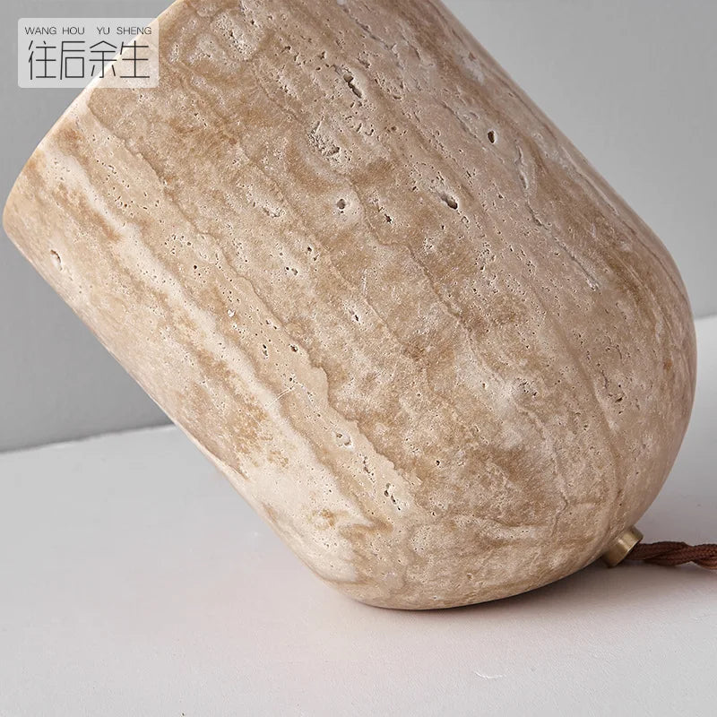 Afralia™ Travertine Stone Table Lamp for Bedroom Living Room Study Lighting